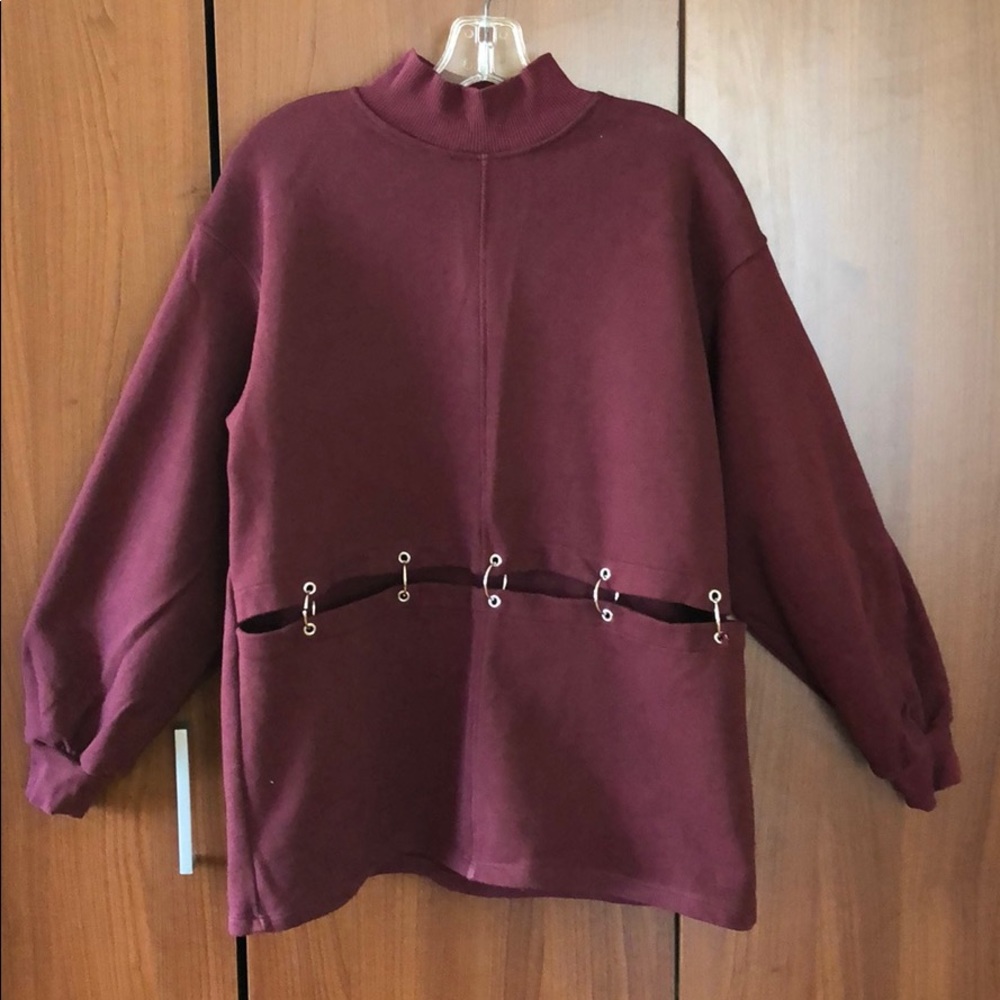 Bershka Hoops Mockneck Sweatshirt